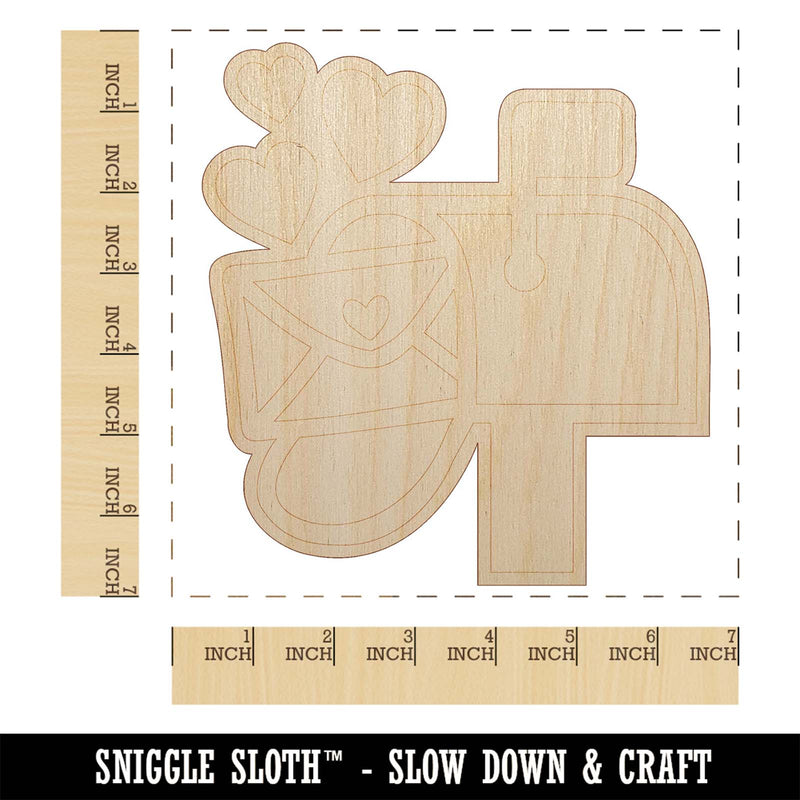 Cute Mailbox with Hearts Unfinished Wood Shape Piece Cutout for DIY Craft Projects