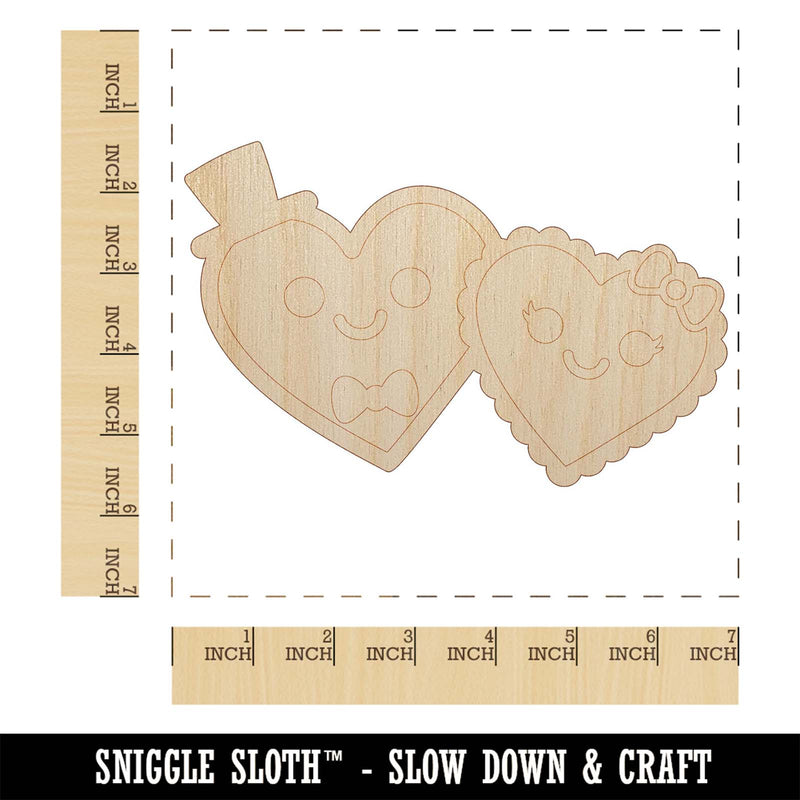 Heart Couple Love Anniversary Valentine's Day Unfinished Wood Shape Piece Cutout for DIY Craft Projects