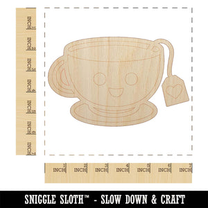 Kawaii Cute Cup of Tea Unfinished Wood Shape Piece Cutout for DIY Craft Projects