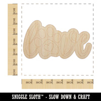 Love Script Paw Print with Heart Dog Cat Unfinished Wood Shape Piece Cutout for DIY Craft Projects
