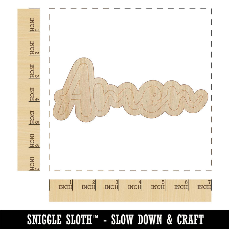 Amen Cursive Fun Text Prayer Praying Unfinished Wood Shape Piece Cutout for DIY Craft Projects