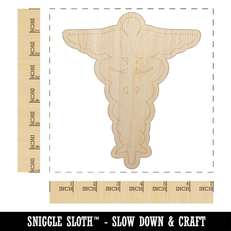 Staff of Hermes Silhouette Caduceus Medical Symbol Unfinished Wood Shape Piece Cutout for DIY Craft Projects