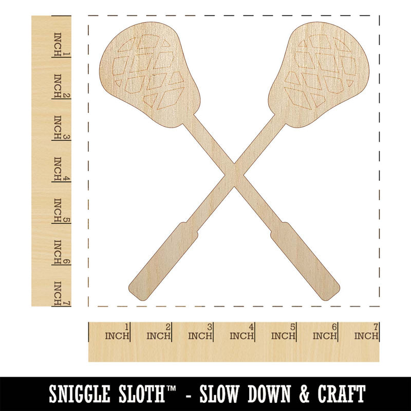 Crossed Lacrosse Sticks Unfinished Wood Shape Piece Cutout for DIY Craft Projects