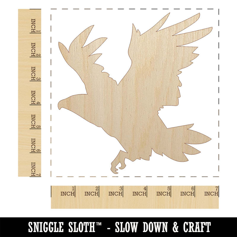 Patriotic American Bald Eagle Flying Unfinished Wood Shape Piece Cutout for DIY Craft Projects