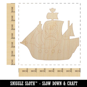 Pirate Ship with Jolly Roger Skull Unfinished Wood Shape Piece Cutout for DIY Craft Projects