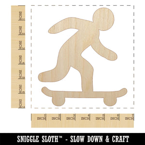 Skateboarding Man on Skateboard Unfinished Wood Shape Piece Cutout for DIY Craft Projects