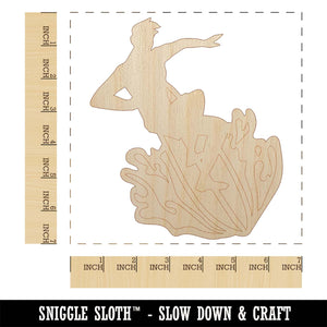 Surfer Surfing Man Silhouette Unfinished Wood Shape Piece Cutout for DIY Craft Projects