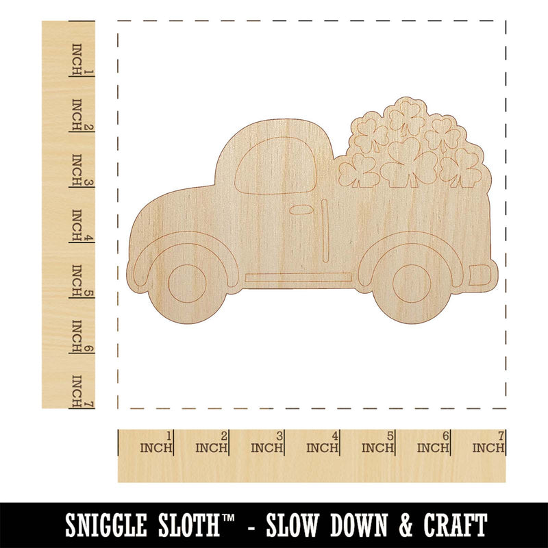 Cute Truck with Shamrocks Luck St. Patrick's Day Unfinished Wood Shape Piece Cutout for DIY Craft Projects
