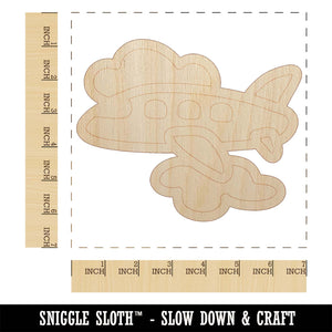 Airplane Flying Through Clouds Travel Trip Unfinished Wood Shape Piece Cutout for DIY Craft Projects
