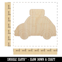 Cute Car with Suitcase Road Trip Travel Unfinished Wood Shape Piece Cutout for DIY Craft Projects