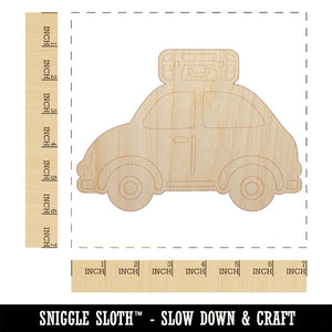 Cute Car with Suitcase Road Trip Travel Unfinished Wood Shape Piece Cutout for DIY Craft Projects