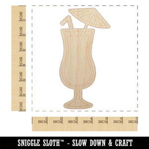 Daiquiri Cocktail Umbrella Drink Unfinished Wood Shape Piece Cutout for DIY Craft Projects