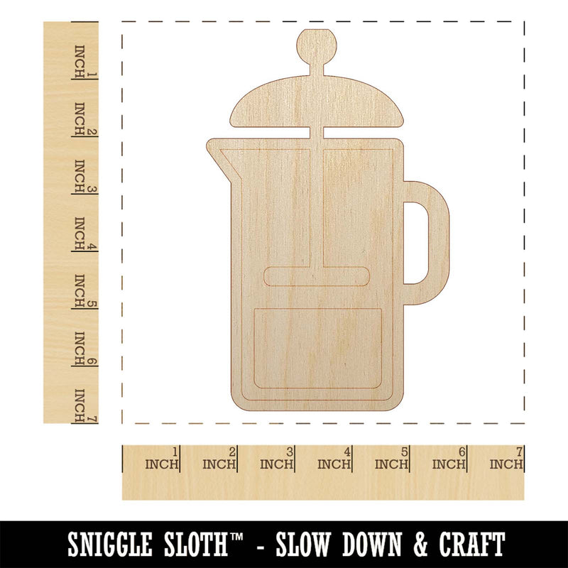 French Press Coffee Unfinished Wood Shape Piece Cutout for DIY Craft Projects