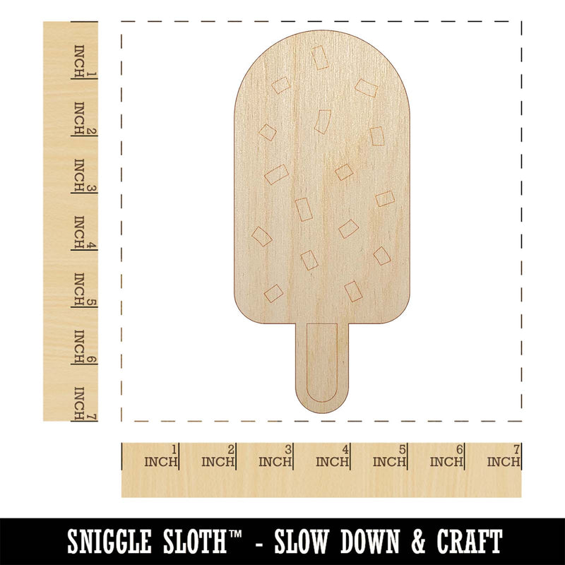 Ice Cream Bar Frozen Treat Popsicle with Sprinkles Nuts Unfinished Wood Shape Piece Cutout for DIY Craft Projects