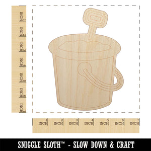 Sand Bucket Pail Unfinished Wood Shape Piece Cutout for DIY Craft Projects