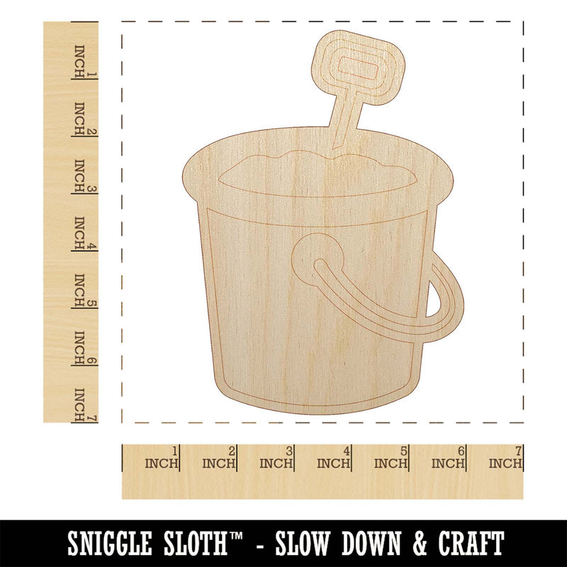 Sand Bucket Pail Unfinished Wood Shape Piece Cutout for DIY Craft Projects
