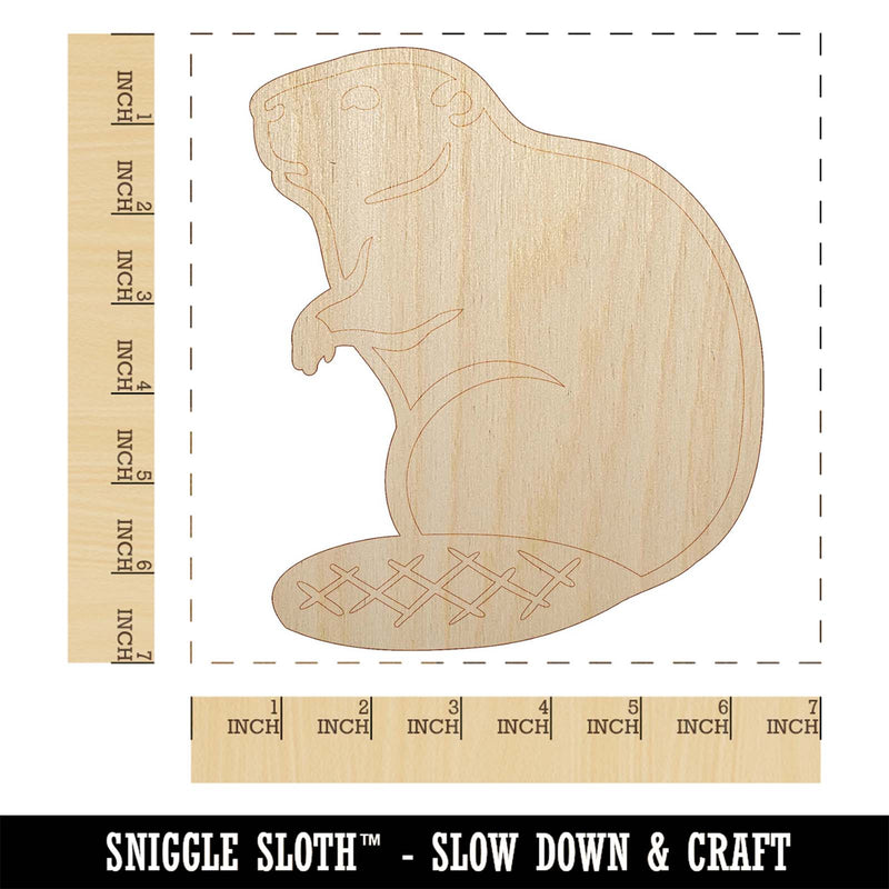 Beaver Sitting Unfinished Wood Shape Piece Cutout for DIY Craft Projects