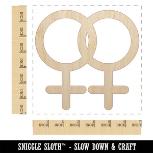 Doubled Female Sign Lesbian Gender Symbol Unfinished Wood Shape Piece Cutout for DIY Craft Projects