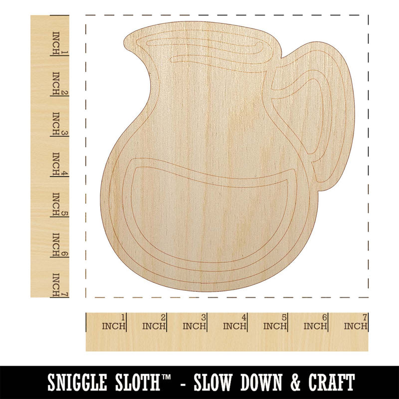 Glass Pitcher with Water Lemonade Unfinished Wood Shape Piece Cutout for DIY Craft Projects