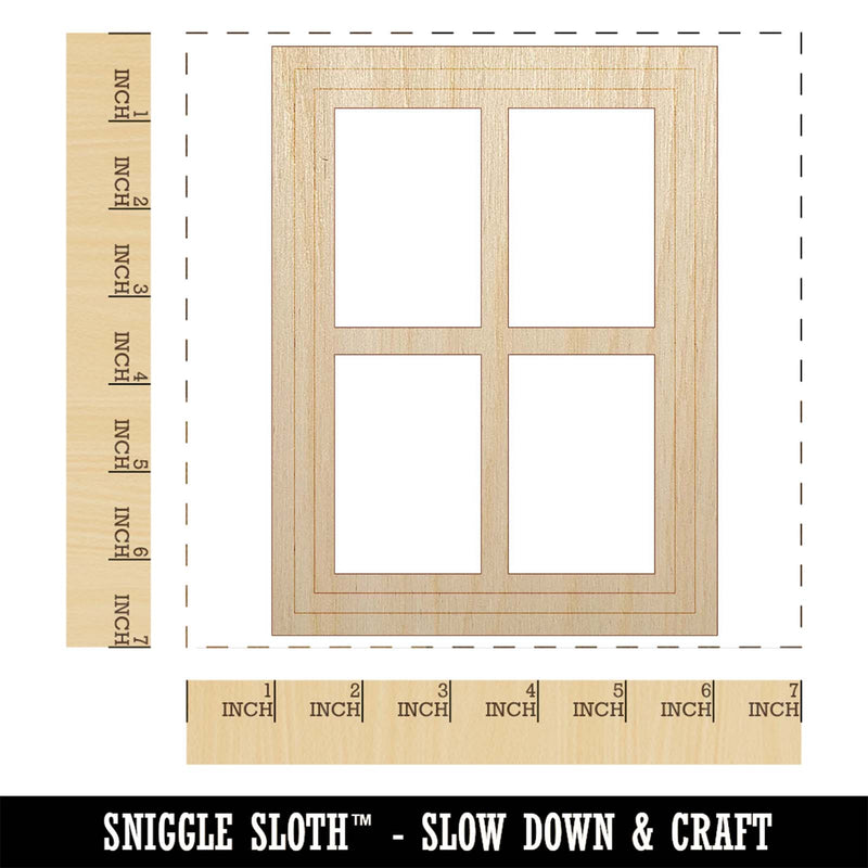 Glass Window Unfinished Wood Shape Piece Cutout for DIY Craft Projects