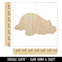 Lazy Hippo Hippopotamus Cute Unfinished Wood Shape Piece Cutout for DIY Craft Projects