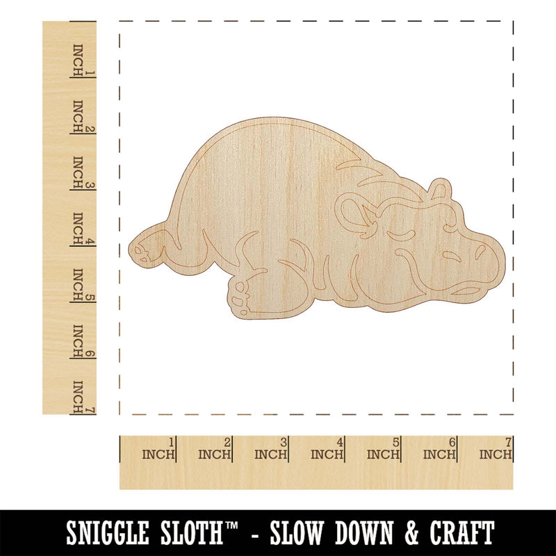 Lazy Hippo Hippopotamus Cute Unfinished Wood Shape Piece Cutout for DIY Craft Projects