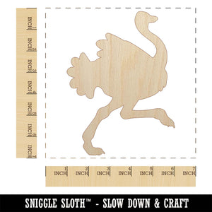 Ostrich Running Unfinished Wood Shape Piece Cutout for DIY Craft Projects