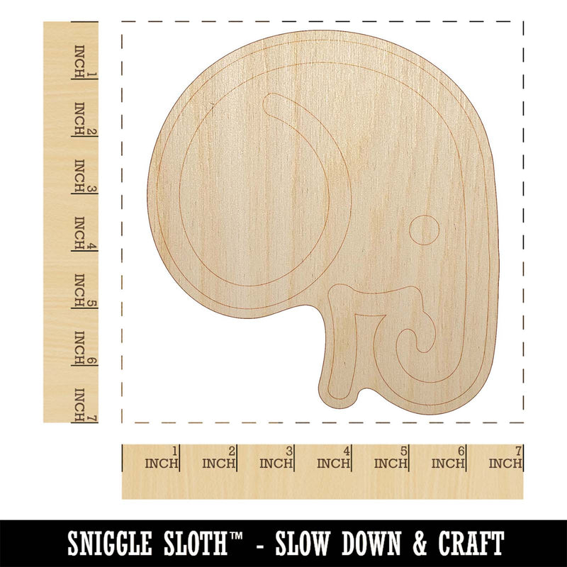 Simple Elephant Head Unfinished Wood Shape Piece Cutout for DIY Craft Projects