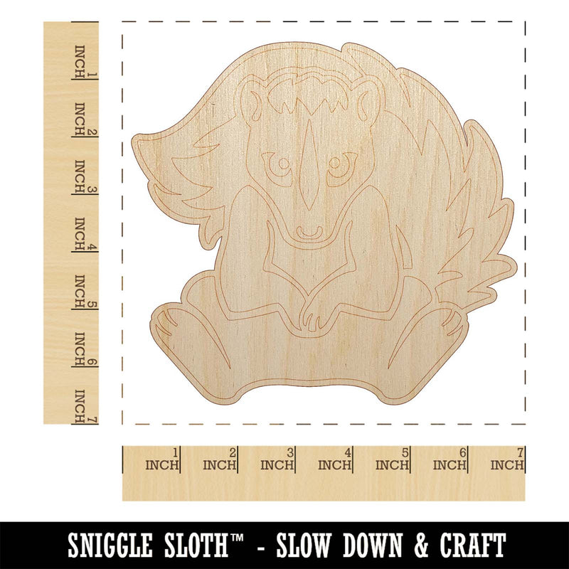 Sweet Skunk Sitting Unfinished Wood Shape Piece Cutout for DIY Craft Projects