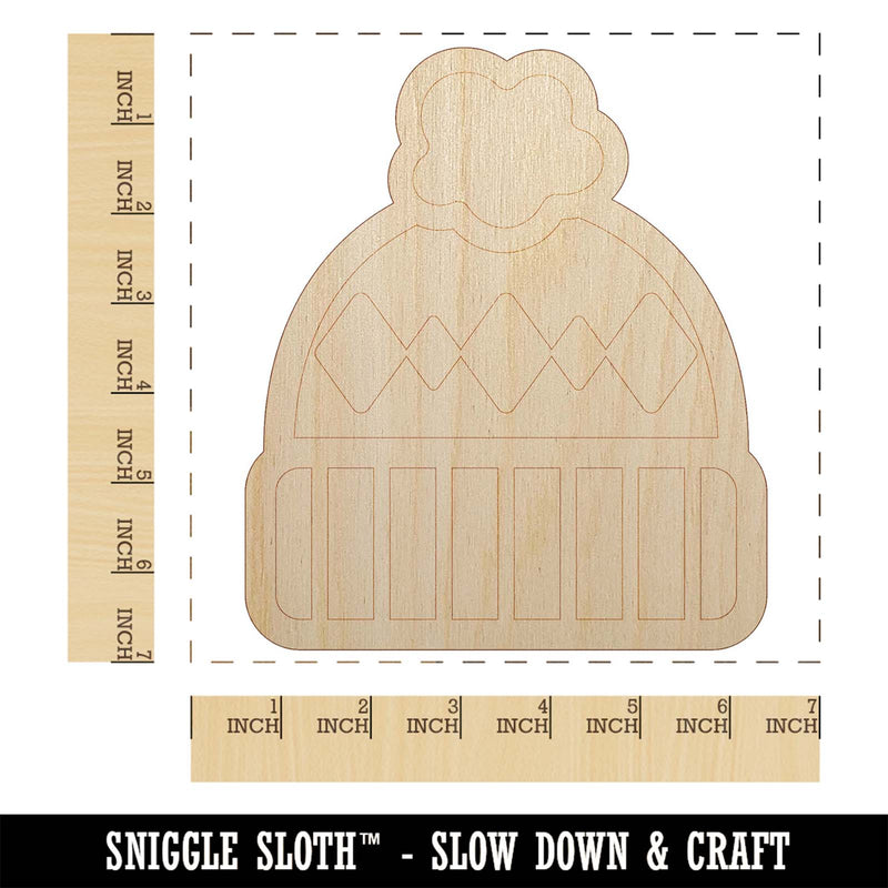 Winter Beanie Hat Unfinished Wood Shape Piece Cutout for DIY Craft Projects