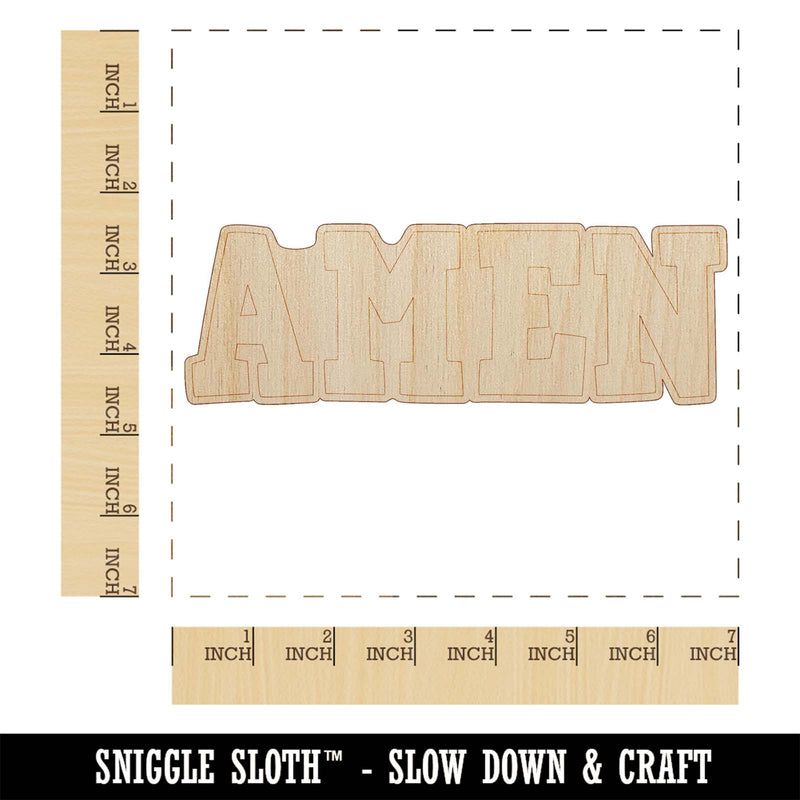 Amen Fun Text Prayer Praying Unfinished Wood Shape Piece Cutout for DIY Craft Projects