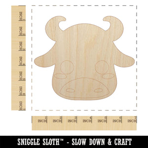 Charming Kawaii Chibi Bull Face Blushing Cheeks Unfinished Wood Shape Piece Cutout for DIY Craft Projects