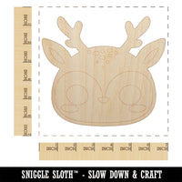 Charming Kawaii Chibi Deer Face Blushing Cheeks Unfinished Wood Shape Piece Cutout for DIY Craft Projects