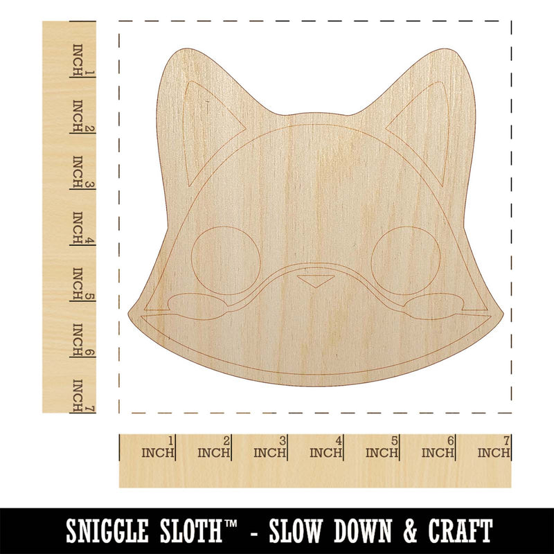 Charming Kawaii Chibi Fox Face Blushing Cheeks Unfinished Wood Shape Piece Cutout for DIY Craft Projects
