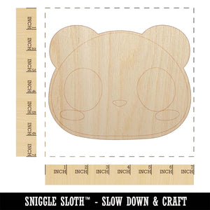 Charming Kawaii Chibi Panda Bear Face Blushing Cheeks Unfinished Wood Shape Piece Cutout for DIY Craft Projects