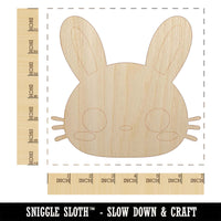 Charming Kawaii Chibi Rabbit Bunny Face Blushing Cheeks Unfinished Wood Shape Piece Cutout for DIY Craft Projects