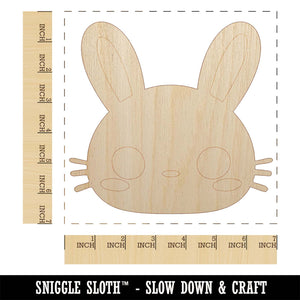 Charming Kawaii Chibi Rabbit Bunny Face Blushing Cheeks Unfinished Wood Shape Piece Cutout for DIY Craft Projects