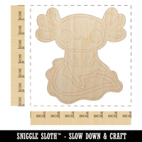 Delightful Kawaii Chibi Axolotl Unfinished Wood Shape Piece Cutout for DIY Craft Projects