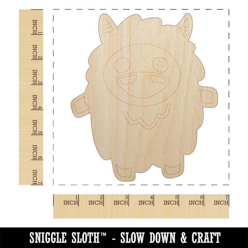 Excited Happy Kawaii Chibi Yeti Unfinished Wood Shape Piece Cutout for DIY Craft Projects