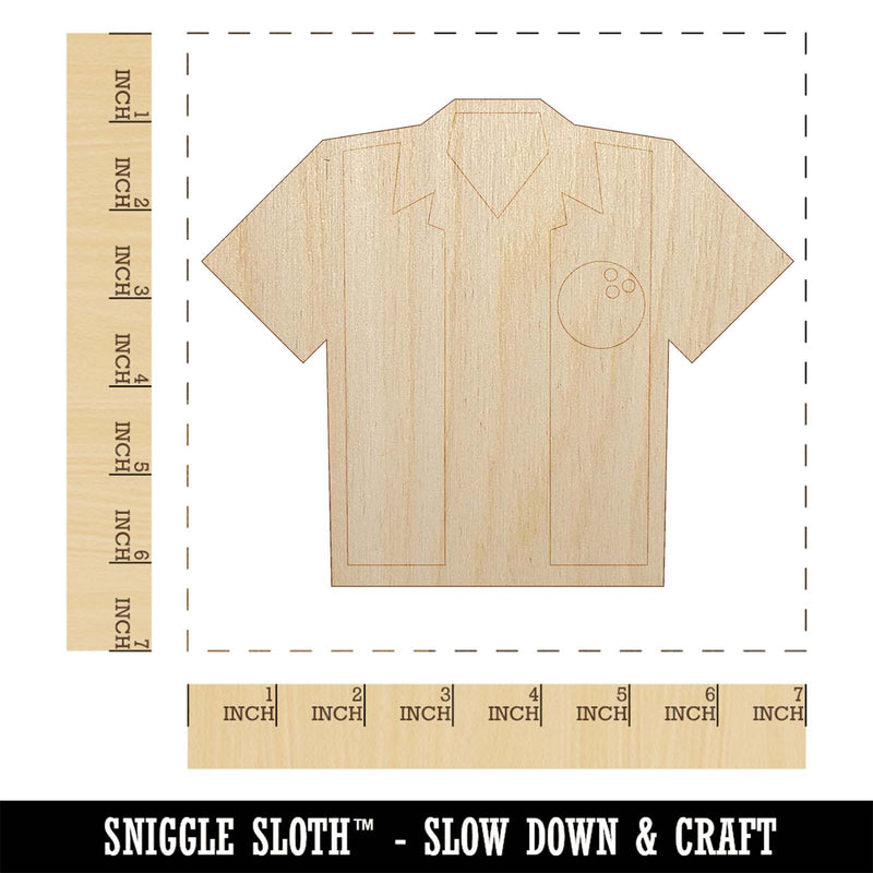 Bowling Shirt Striped Retro Style Unfinished Wood Shape Piece Cutout for DIY Craft Projects