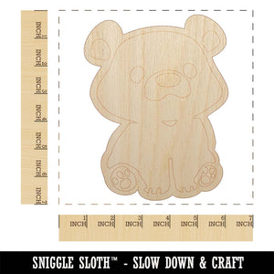 Cute Baby Bear Cub Sitting Unfinished Wood Shape Piece Cutout for DIY Craft Projects