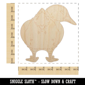 Fluffy Duck Butt Looking Behind Unfinished Wood Shape Piece Cutout for DIY Craft Projects