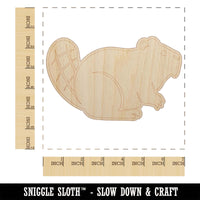 Friendly Beaver Buddy Unfinished Wood Shape Piece Cutout for DIY Craft Projects