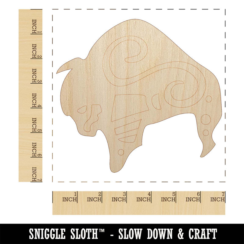 Southwest Native American Bison Buffalo Spirit Animal Unfinished Wood Shape Piece Cutout for DIY Craft Projects