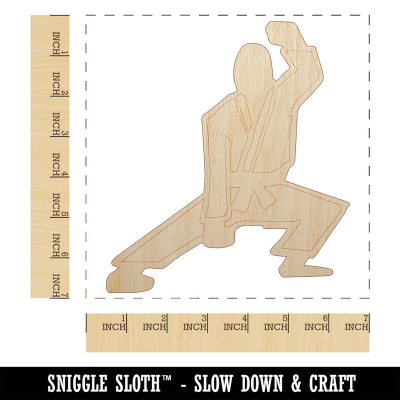 Kung Fu Martial Arts Crouch Stance Karate Gi Unfinished Wood Shape Piece Cutout for DIY Craft Projects