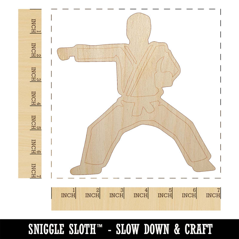 Kung Fu Martial Arts Rider Stance Karate Gi Unfinished Wood Shape Piece Cutout for DIY Craft Projects