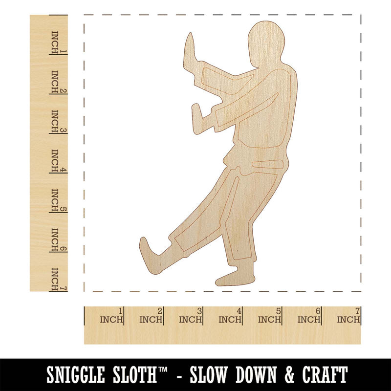 Kung Fu Martial Arts Tai Chi Stance Karate Gi Unfinished Wood Shape Piece Cutout for DIY Craft Projects