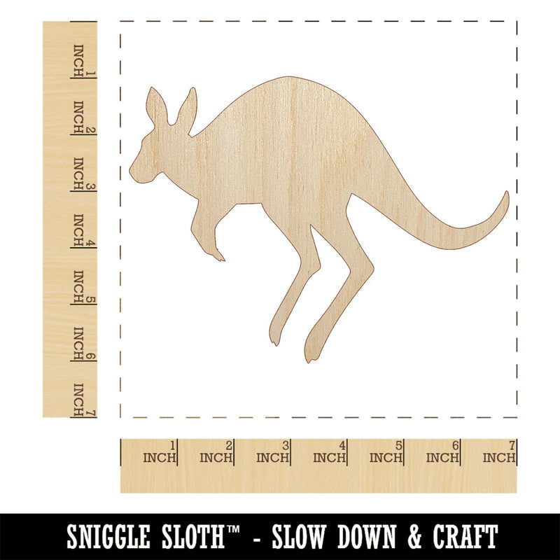 Leaping Red Kangaroo Silhouette Australian Marsupial Unfinished Wood Shape Piece Cutout for DIY Craft Projects