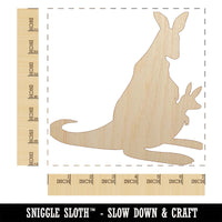 Mother Kangaroo with Baby Joey in Pouch Silhouette Unfinished Wood Shape Piece Cutout for DIY Craft Projects