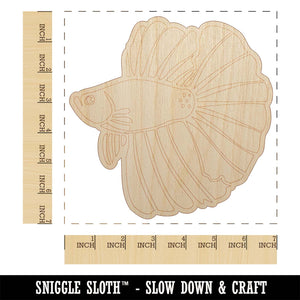 Siamese Fighting Fish Betta Splendens with Large Fins Unfinished Wood Shape Piece Cutout for DIY Craft Projects